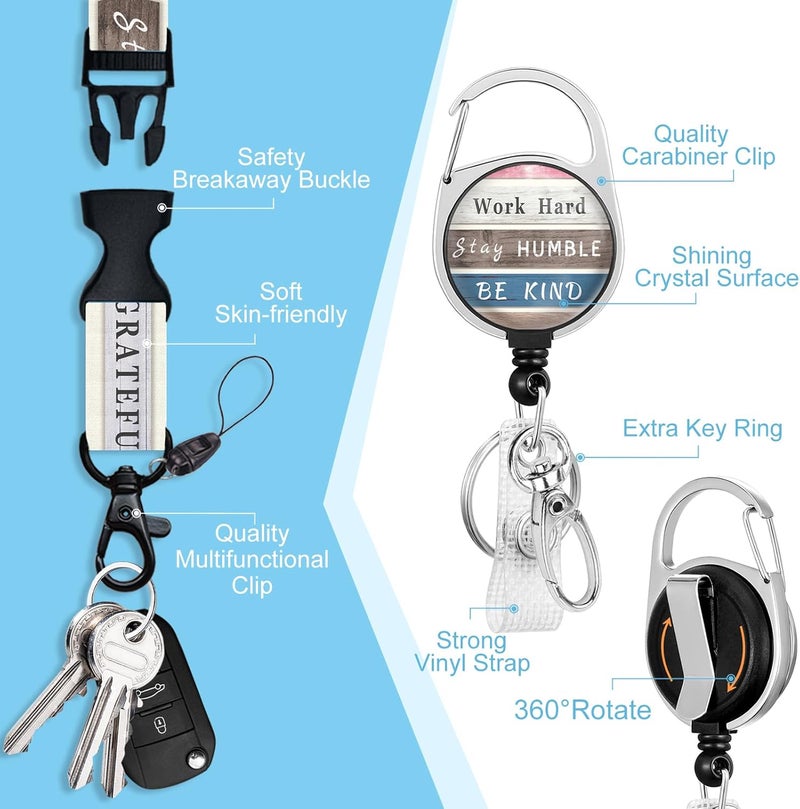 Piefly Lanyards for Id Badges, Inspirational Quote Badge Holder with Retractable Reel Belt Clip, Positive Work Name Tag Lanyard Vertical ID Card Protector Case for Women Nurse Doctor Teacher Student - Image 4